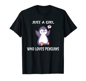 Funny shirts V-neck Tank top Hoodie sweatshirt usa uk au ca gifts for Just a Girl who loves Penguins T-Shirt Birthday Girl Gift 2407313