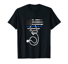 Load image into Gallery viewer, Funny shirts V-neck Tank top Hoodie sweatshirt usa uk au ca gifts for American Flag Heart with Police Thin Blue Line Nurse T-Shirt 2005845
