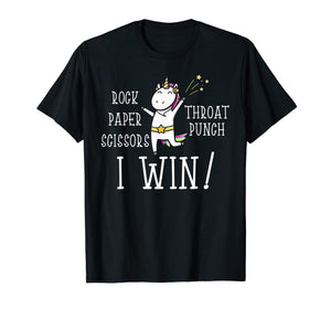 Funny shirts V-neck Tank top Hoodie sweatshirt usa uk au ca gifts for Rock paper scissors throat punch I win Unicorn T-Shirt 2806662