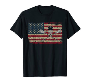 American Flag Lacrosse T-Shirt I Proud Usa Lax Player Jersey