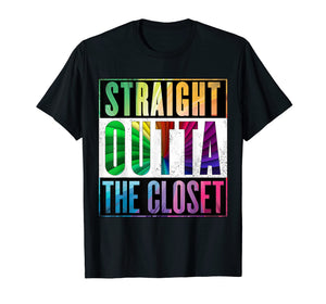 Funny shirts V-neck Tank top Hoodie sweatshirt usa uk au ca gifts for Straight Outta The Closet - Gay Pride LGBT T-Shirt 2047986