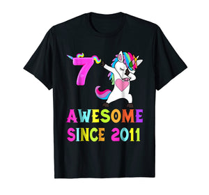 Funny shirts V-neck Tank top Hoodie sweatshirt usa uk au ca gifts for Kids 7 And Awesome Unicorn Dabbing 7th B-day T-Shirt 1826991