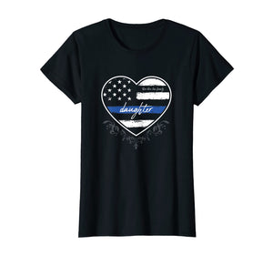 Funny shirts V-neck Tank top Hoodie sweatshirt usa uk au ca gifts for Thin Blue Line Family Daughter USA Flag Heart Gifts T-Shirt 1181400