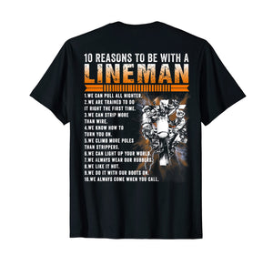 Funny shirts V-neck Tank top Hoodie sweatshirt usa uk au ca gifts for Mens 10 Reasons To Be With A Power Lineman T Shirts 2751873