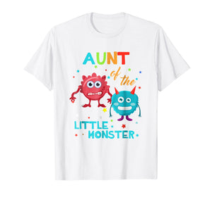 Aunt Of The Little Monster Birthday Family Monster Shirt