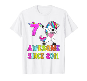 Funny shirts V-neck Tank top Hoodie sweatshirt usa uk au ca gifts for Kids 7 And Awesome Unicorn Dabbing 7th B-day T-Shirt 1826991