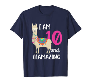 Funny shirts V-neck Tank top Hoodie sweatshirt usa uk au ca gifts for 10th Birthday Llama I'm 10 Years Old and Llamazing T-Shirt 922071