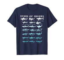 Load image into Gallery viewer, 21 Types Of Sharks Marine Biology T-Shirt
