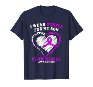 Funny shirts V-neck Tank top Hoodie sweatshirt usa uk au ca gifts for Cystic Fibrosis Shirt For Dad/Mom - I Wear Purple For My Son 2539128