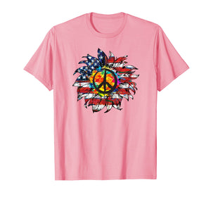 Funny shirts V-neck Tank top Hoodie sweatshirt usa uk au ca gifts for Sunflower American Flag Hippie TShirt 1533818