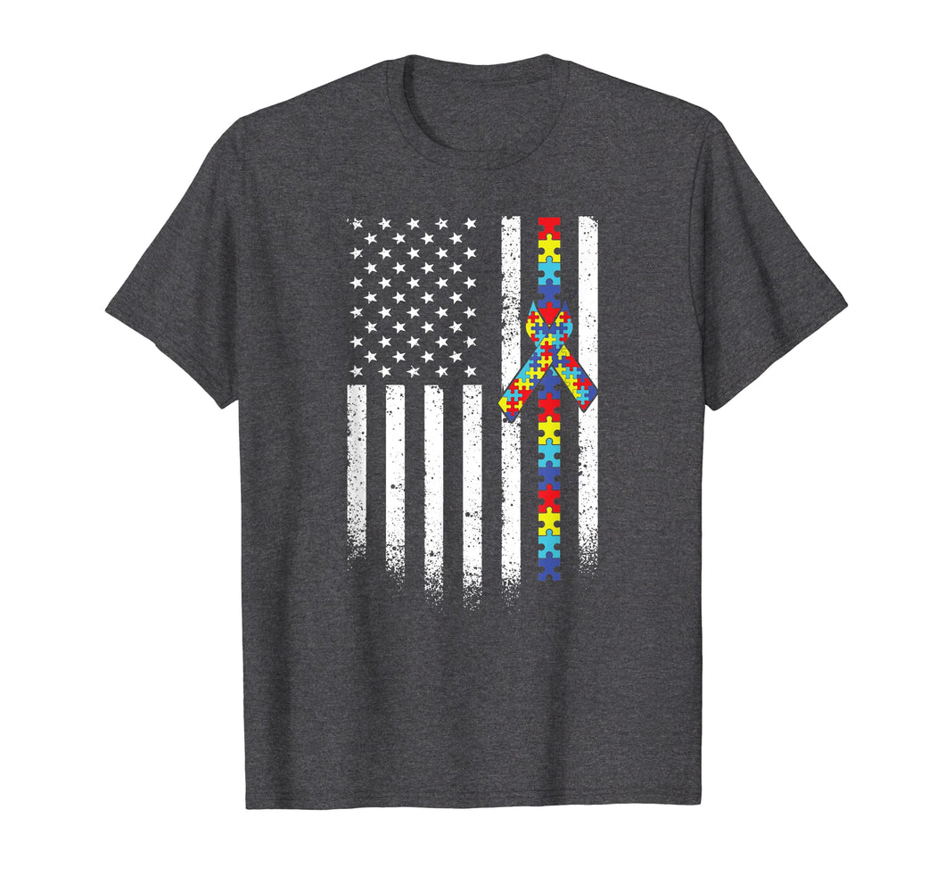 Autism American Flag Puzzle Autism Awareness Gift T-Shirt