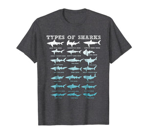 21 Types Of Sharks Marine Biology T-Shirt