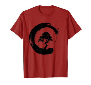 Bonsai Tree Enso Circle - Buddhist Zen Calligraphy T-Shirt