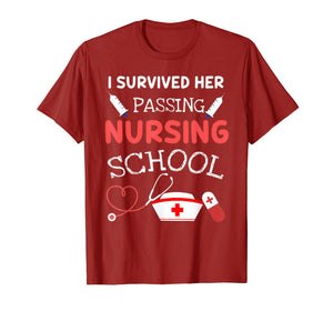 Funny shirts V-neck Tank top Hoodie sweatshirt usa uk au ca gifts for I Survived Her Passing Nursing School Tshirt Nurse Tee 1183526