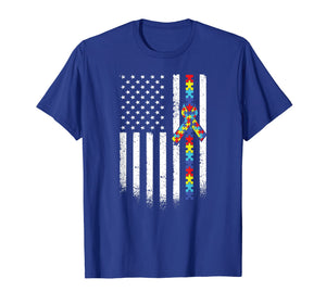Autism American Flag Puzzle Autism Awareness Gift T-Shirt
