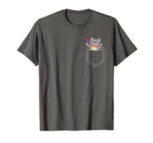 Load image into Gallery viewer, Bisexual Pride Pocket Cat T-Shirt Flag Tabby Bi Kitten Cute
