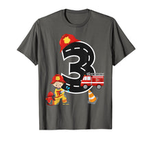 Load image into Gallery viewer, Boys&#39; 3rd Birthday 3 Year Old Birthday Fire Truck Shirt
