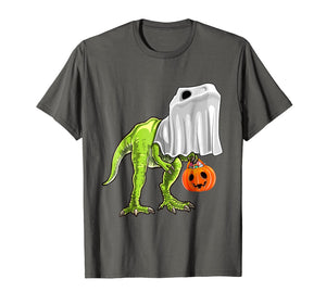 Funny shirts V-neck Tank top Hoodie sweatshirt usa uk au ca gifts for Halloween T Rex Dinosaur Ghost Trick or Treat Shirt Kids 1655894