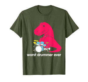 Funny shirts V-neck Tank top Hoodie sweatshirt usa uk au ca gifts for T Rex Worst Drummer Ever Funny T Rex T Shirt 282960