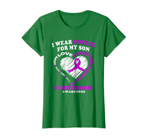 Funny shirts V-neck Tank top Hoodie sweatshirt usa uk au ca gifts for Cystic Fibrosis Shirt For Dad/Mom - I Wear Purple For My Son 2539128