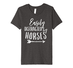 Funny shirts V-neck Tank top Hoodie sweatshirt usa uk au ca gifts for Easily Distracted By Horses Funny Horse Girl Stable Shirt 1779769