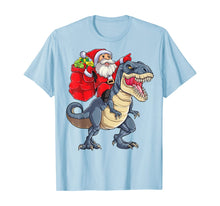 Load image into Gallery viewer, Funny shirts V-neck Tank top Hoodie sweatshirt usa uk au ca gifts for Santa Riding Dinosaur T rex Christmas Gifts Boys Men Xmas T-Shirt 60152
