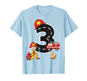 Boys' 3rd Birthday 3 Year Old Birthday Fire Truck Shirt