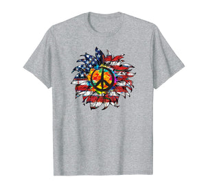 Funny shirts V-neck Tank top Hoodie sweatshirt usa uk au ca gifts for Sunflower American Flag Hippie TShirt 1533818